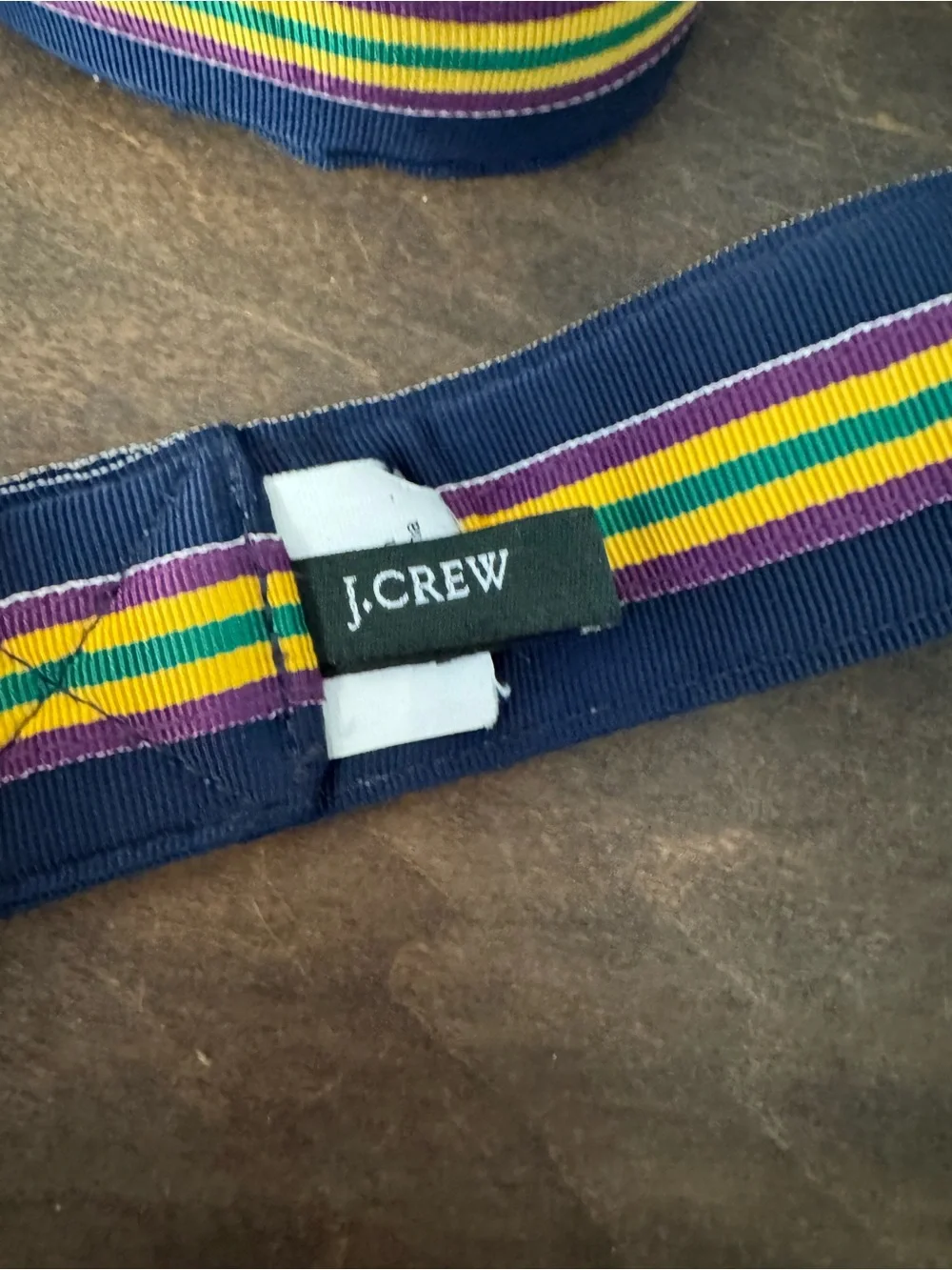 J.Crew Navy Striped Ribbon D-Ring Belt S/M Preppy Web Belt